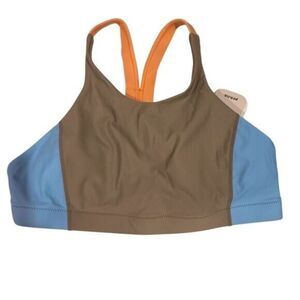 Prana Womens Baja Bound Bikini Top‎ Sweet Agave Color Block S Racerback Vacation